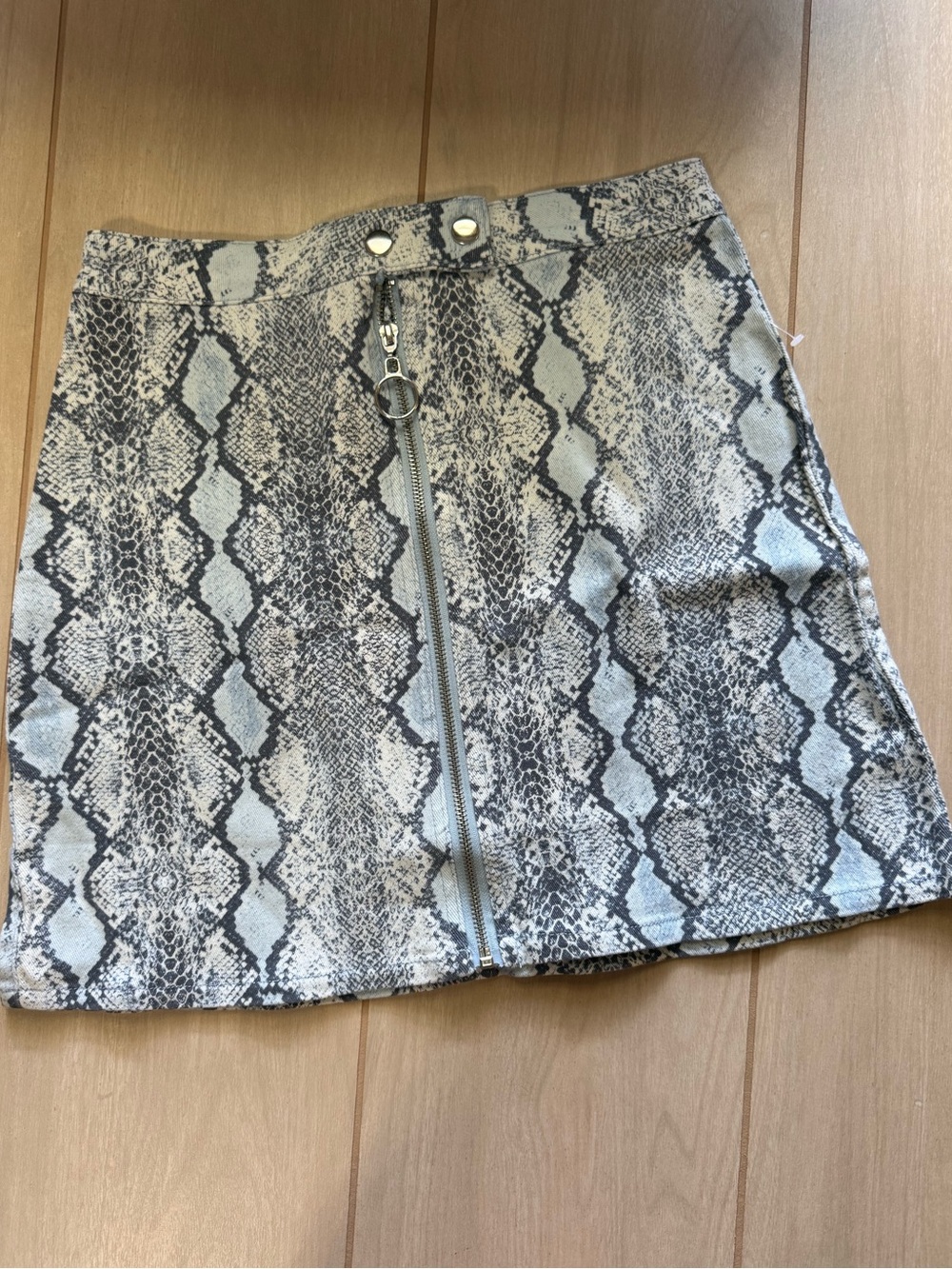 Snake Print Zip-Front Mini Skirt Altar’d State Medium